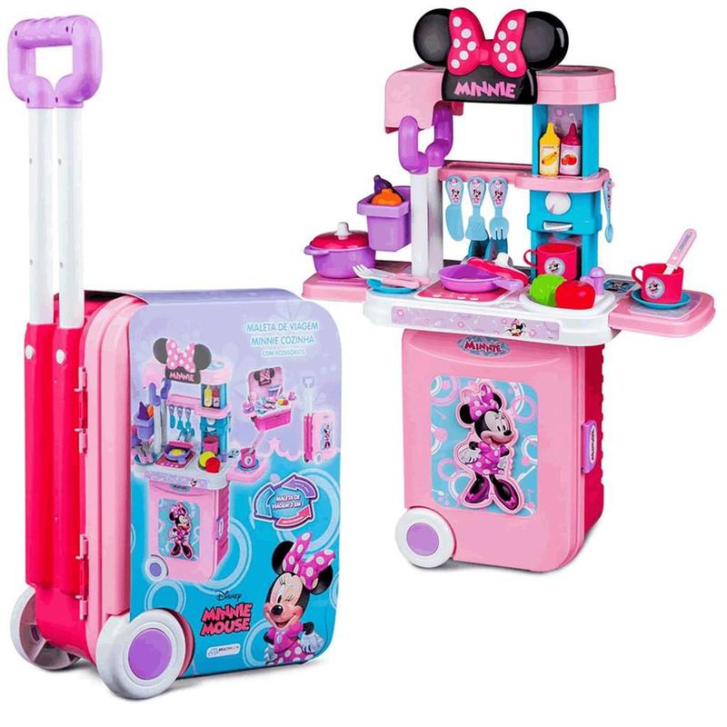 Maleta de Viagem Minnie Cozinha Playset 3 Em 1 Multikids
